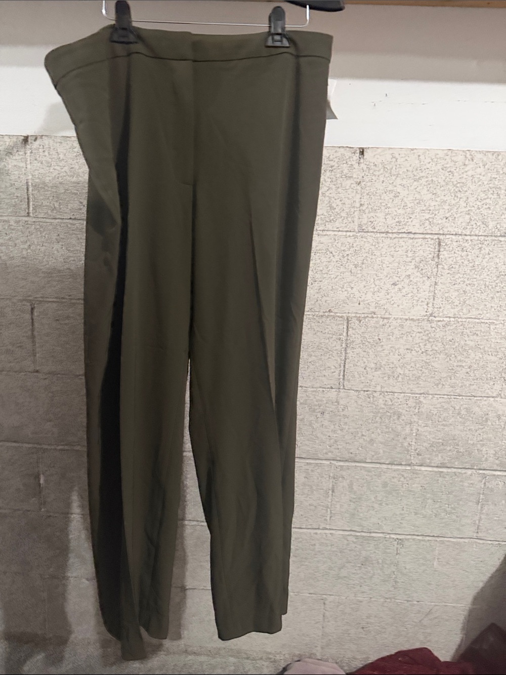 Olive High-Waist Straight-Leg Pants - Women's